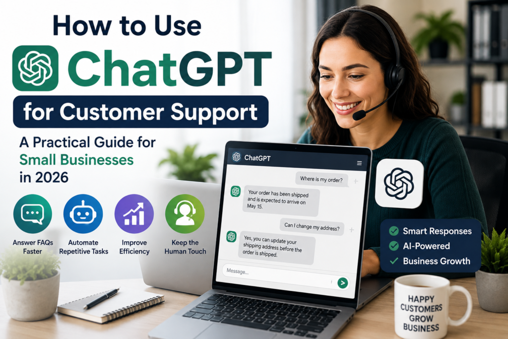 Learn how to use ChatGPT for customer support, automate repetitive tasks, improve response times, and help your small business serve customers better.